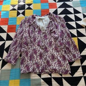 Berenice blouse, pink purple white with gold threads